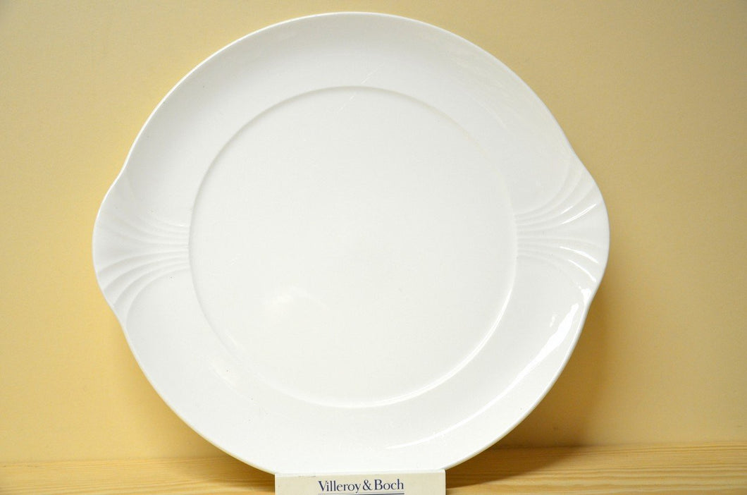 Plat à gâteau blanc Villeroy & Boch Arco blanc avec anse