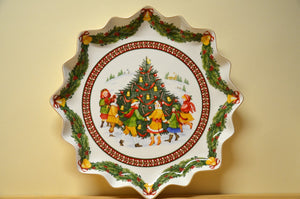 Villeroy &amp; Boch Toys Fantasy grande assiette de Noël, motif plat Père Noël sur le toit NOUVEAU