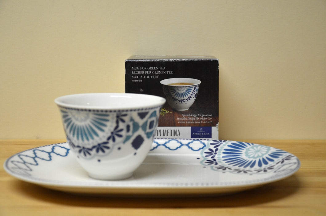 Villeroy & Boch Tea Passion kleine Platte / Frühstücksteller oval mit Teebecher Neu