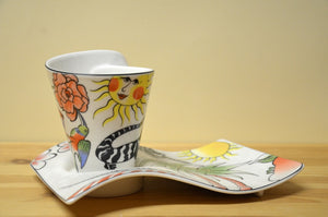 Villeroy & Boch New Wave Caffee Jungle Henkelpecher mit Platte NEU