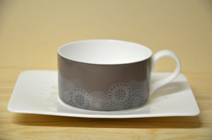 Tasse à thé grise avec soucoupe Villeroy &amp; Boch Modern Grace NOUVEAU