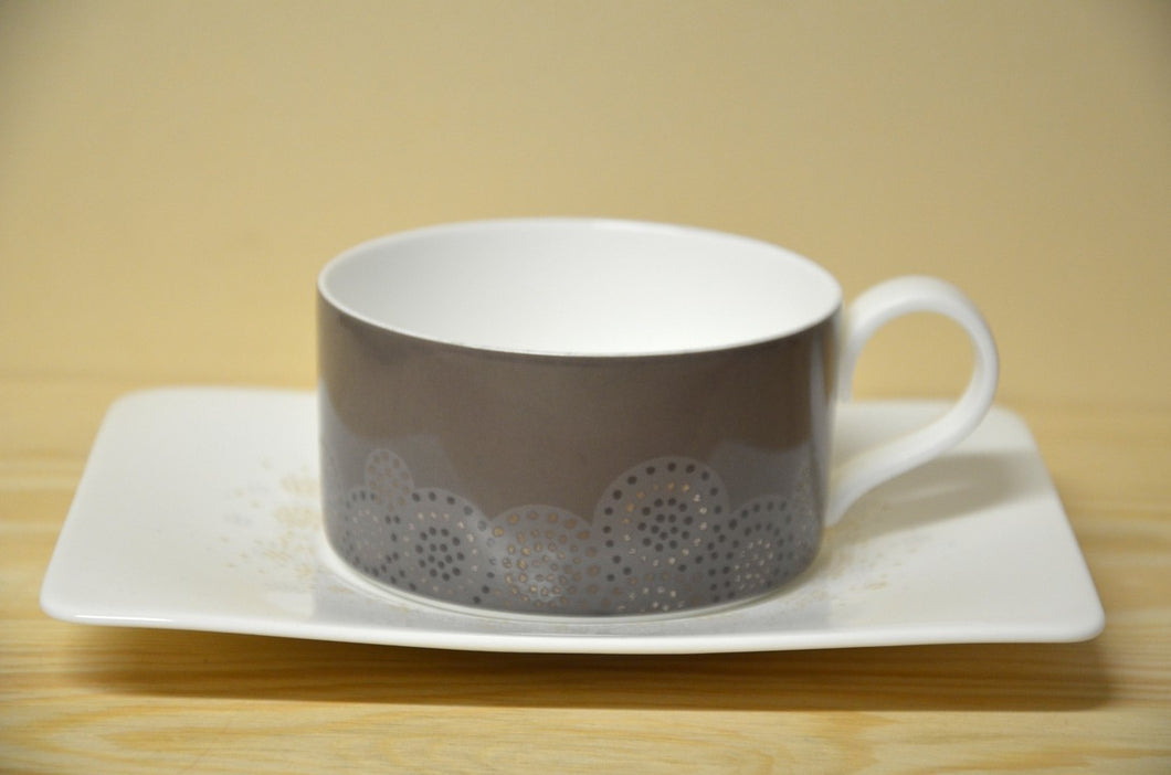 Tasse à thé grise avec soucoupe Villeroy & Boch Modern Grace NOUVEAU