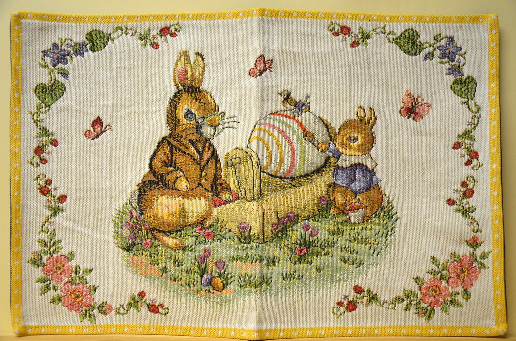 Villeroy & Boch placemat Spring Fantasy rabbit father with son NEW