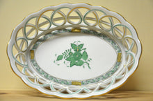 Load image into Gallery viewer, Herend Apponyi green - vert Bowl oval, wicker bowl
