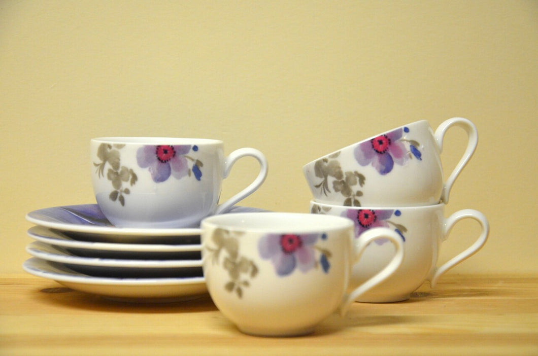 Villeroy & Boch Mariefleur gris 4 expresso cups with saucer NEW